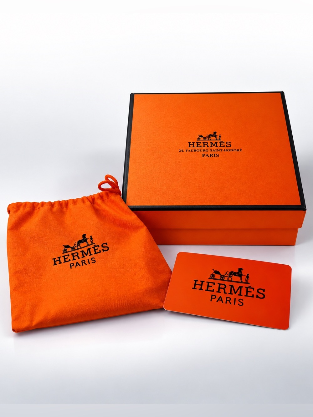 Hermès Orange Belt Box, Dust Bag & Paris Card Packaging Set or Gift Box Set
